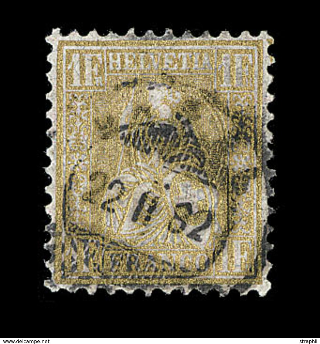 O SUISSE - Références SBK (N°YVERT-TELLIER) - O - N°52 (N°57) - 1F Or - Signé Weid - TB - 1843-1852 Kantonalmarken Und Bundesmarken