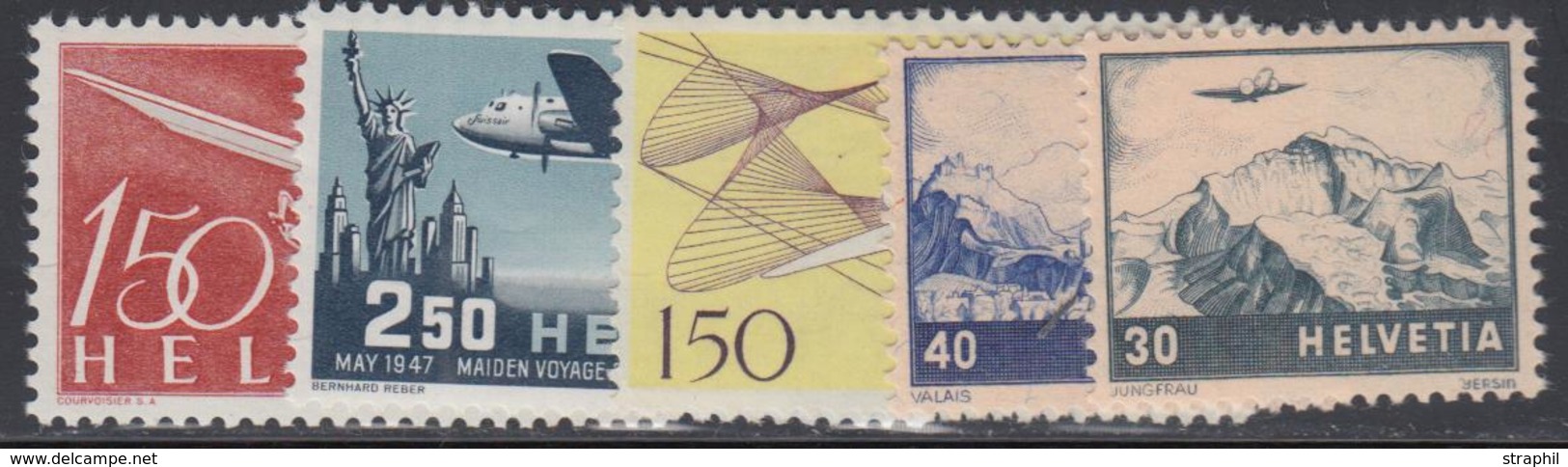 ** SUISSE - POSTE AERIENNE  - ** - N°40/44 - 5 Val - TB - Ungebraucht