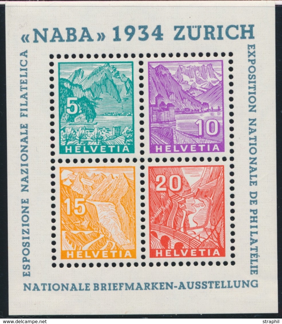 * SUISSE - BLOCS FEUILLETS  - * - N°1 - NABA 1934 - TB - Blocks & Kleinbögen