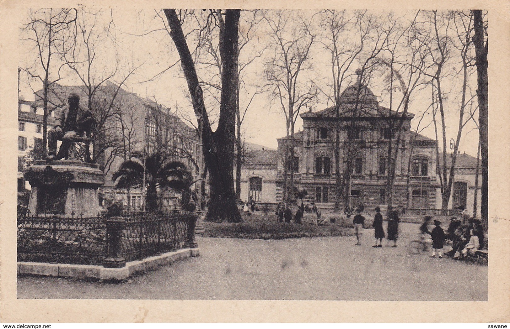 BILBAO, JARDINES DE ALBIA ,ESTATUA DEL POETA TRUEBA, CARTE ANIMEE, 2 SCANS , ENFANTS, KINDEREN, A60E - Vizcaya (Bilbao)