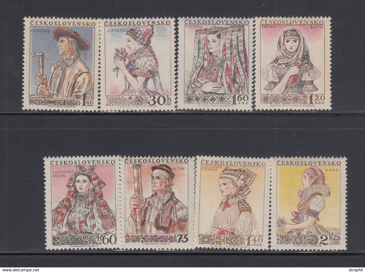 ** TCHECOSLOVAQUIE - ** - N°816/19,  881/84 - Costumes - TB - Poste Aérienne