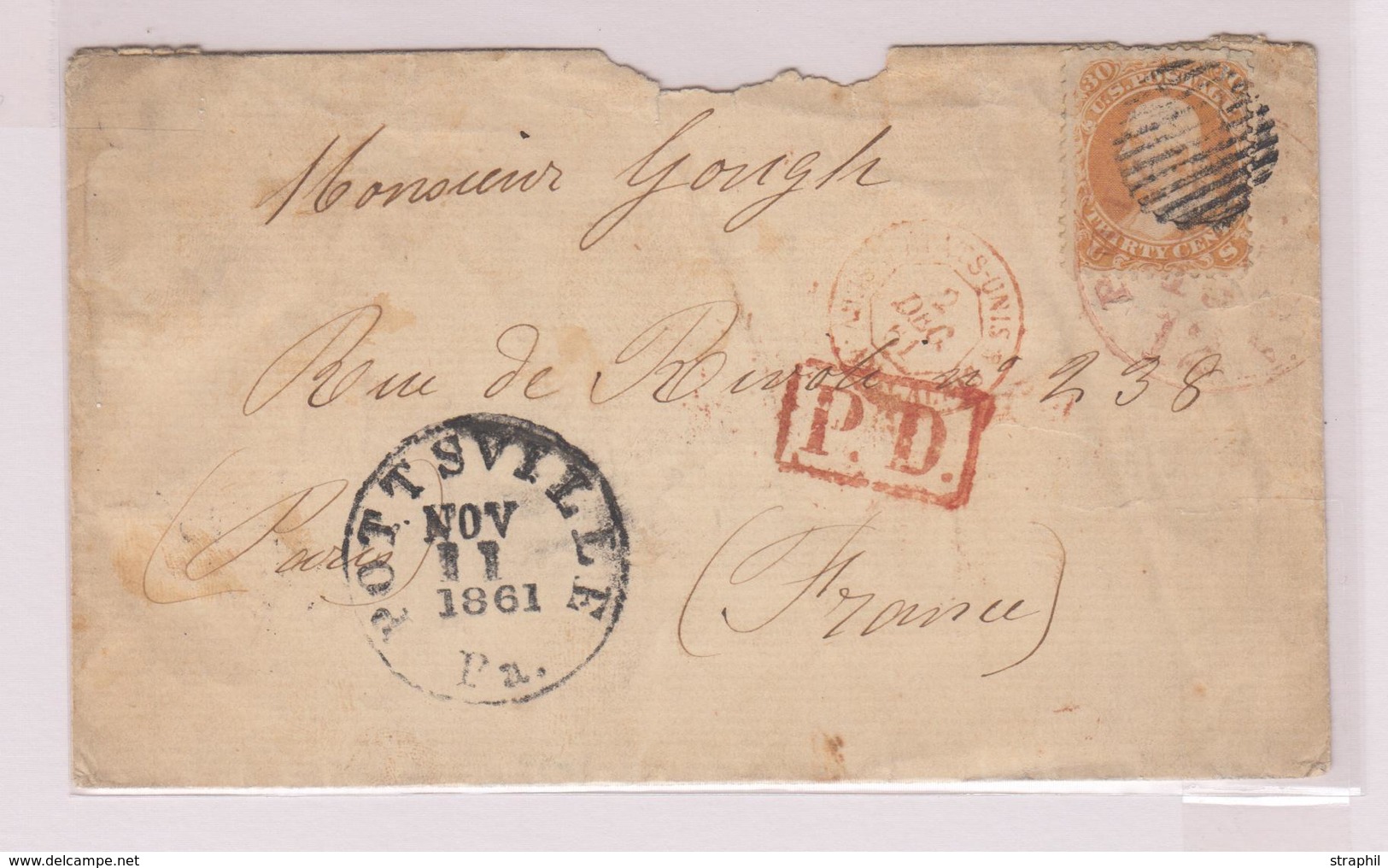 L ETATS-UNIS  - L - N°25 Obl Cercle Grille - De Pottsville - - B/TB - Unused Stamps