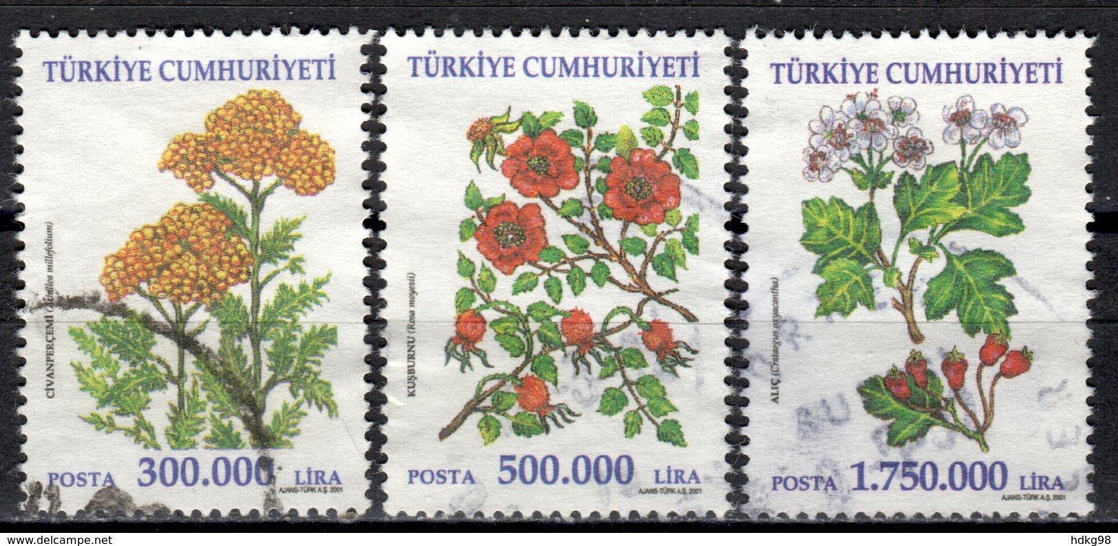 TR+ Türkei 2001 Mi 3273 3275-76 Heilpflanzen - Used Stamps