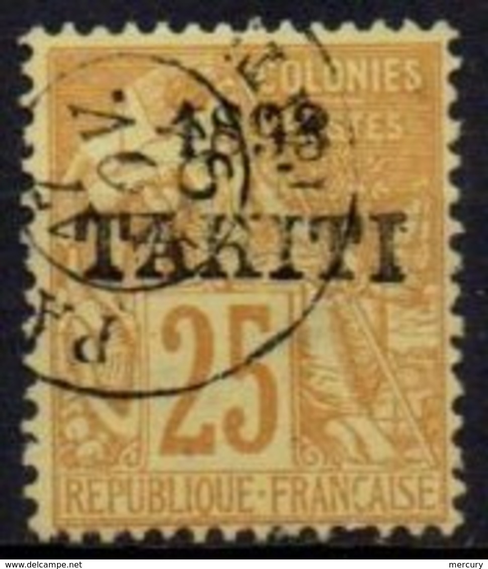 TAHITI - 25  C. De 1893 Oblitéré Avec Surcharge FAUSSE - Tahiti