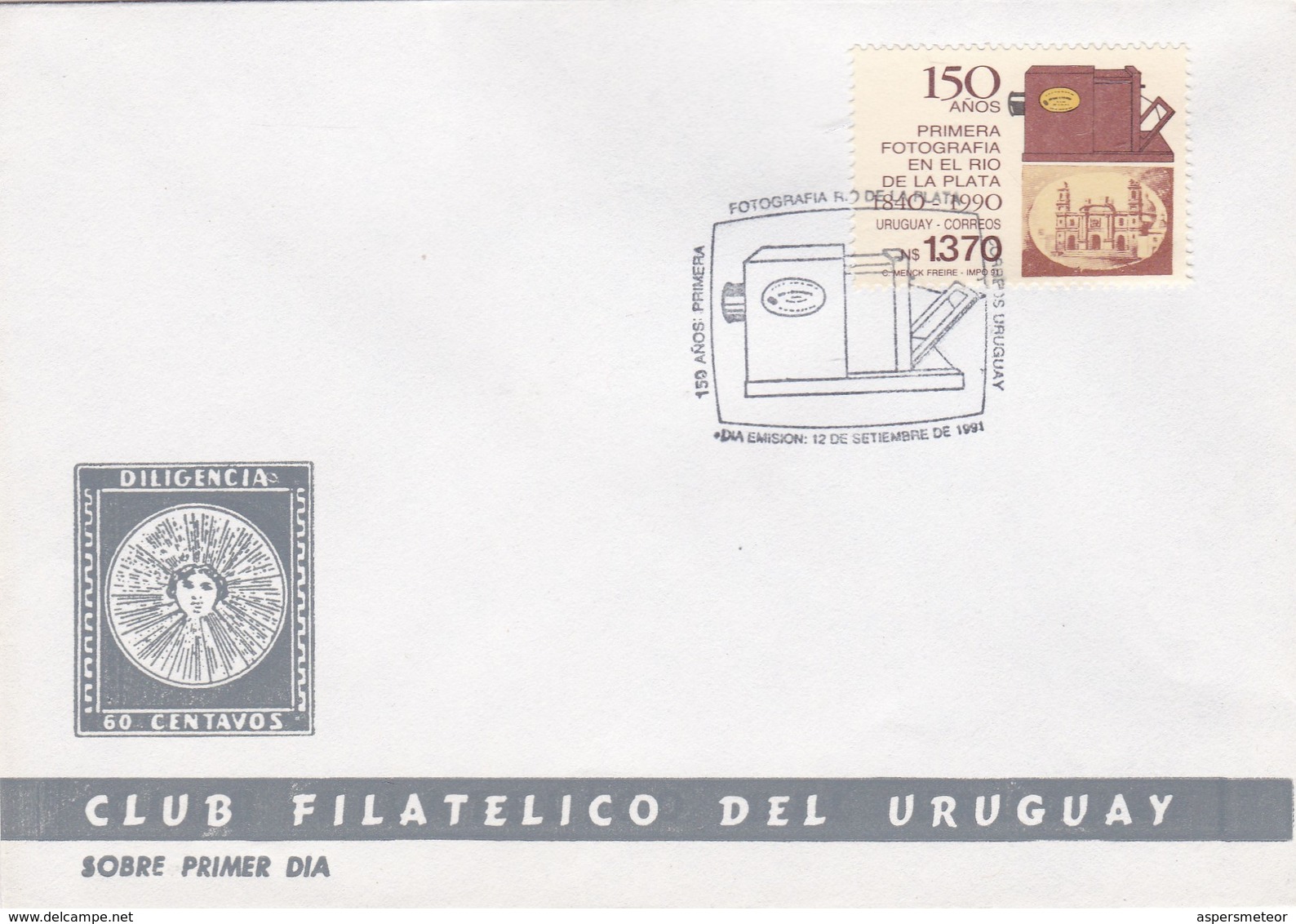 150 AÑOS PRIMERA FOTOGRAFIA DEL RIO DE LA PLATA. FDC 1991. URUGUAY- BLEUP - Uruguay