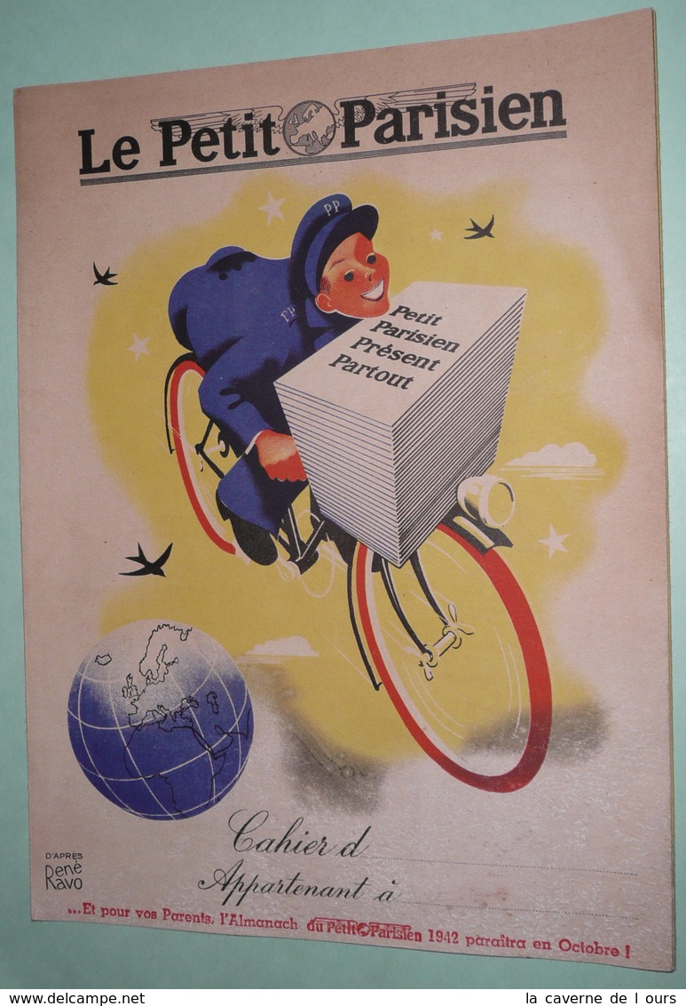 Rare Ancien Protège-cahier Publicitaire Le Petit Parisien/Loterie Nationale, WW2 1941-42, D'après René Ravo Yvonne Roger - Omslagen Van Boeken