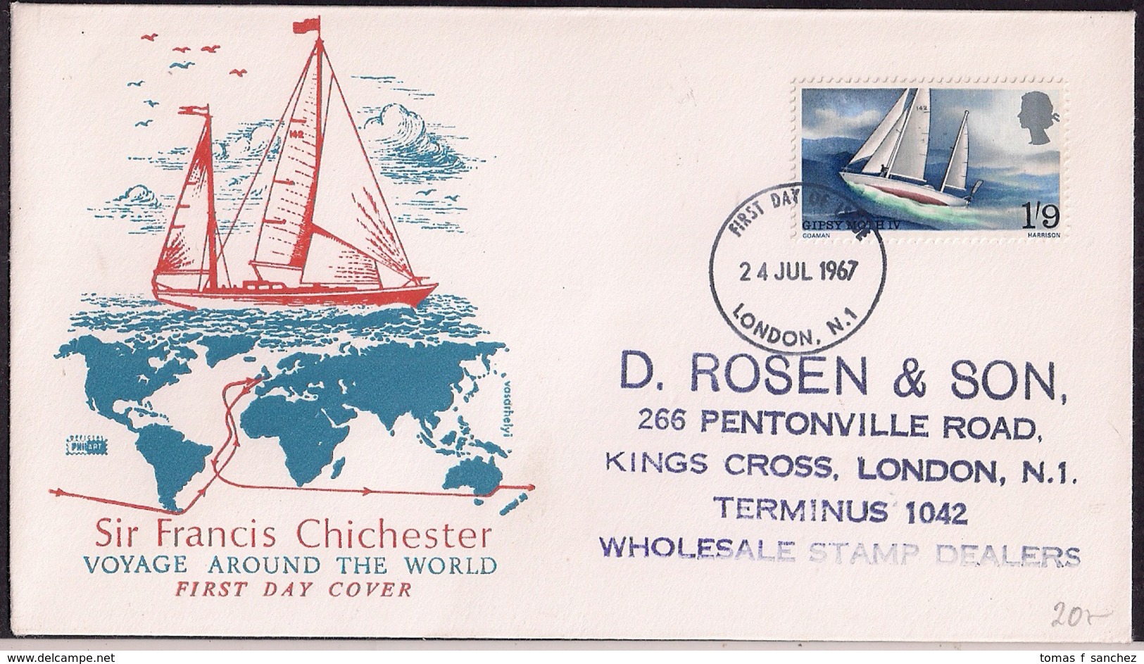 Great Britain - 1967 - FDC - Sir Francis Chichester - Voyage Around The World - Ships