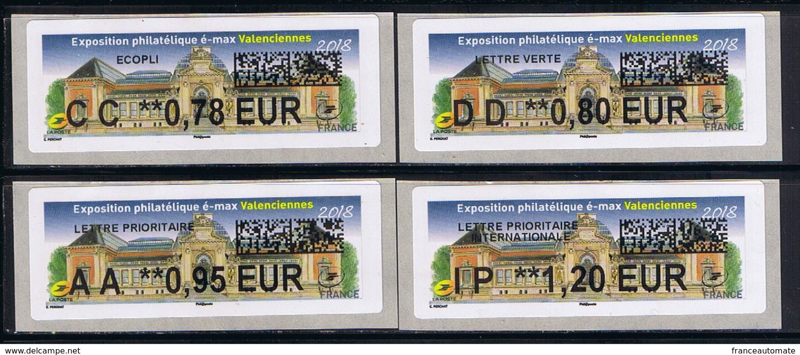 4 ATMs, LISA2, 0.78/ 0.80/ 0.95/ 1.20€ , èvenement Maximaphile è/max, 20/10 /2018, MUSÉE Des Beaux-arts, Valenciennes, - 2010-... Geïllustreerde Frankeervignetten