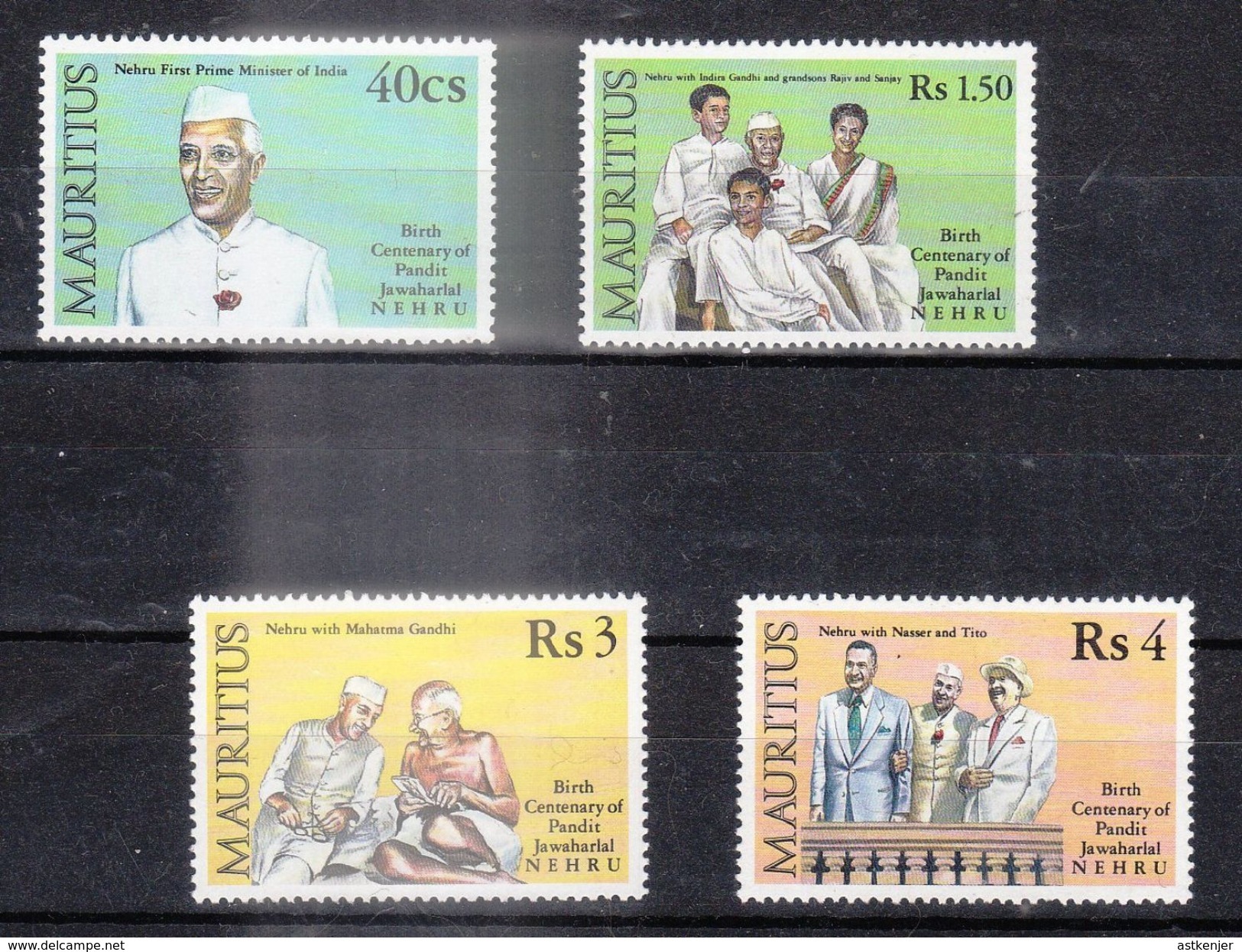 ILE MAURICE (MAURITIUS) - Timbre Poste Année 1989 - N° 711 à 714 (4 Timbres) - NEHRU - Maurice (1968-...)