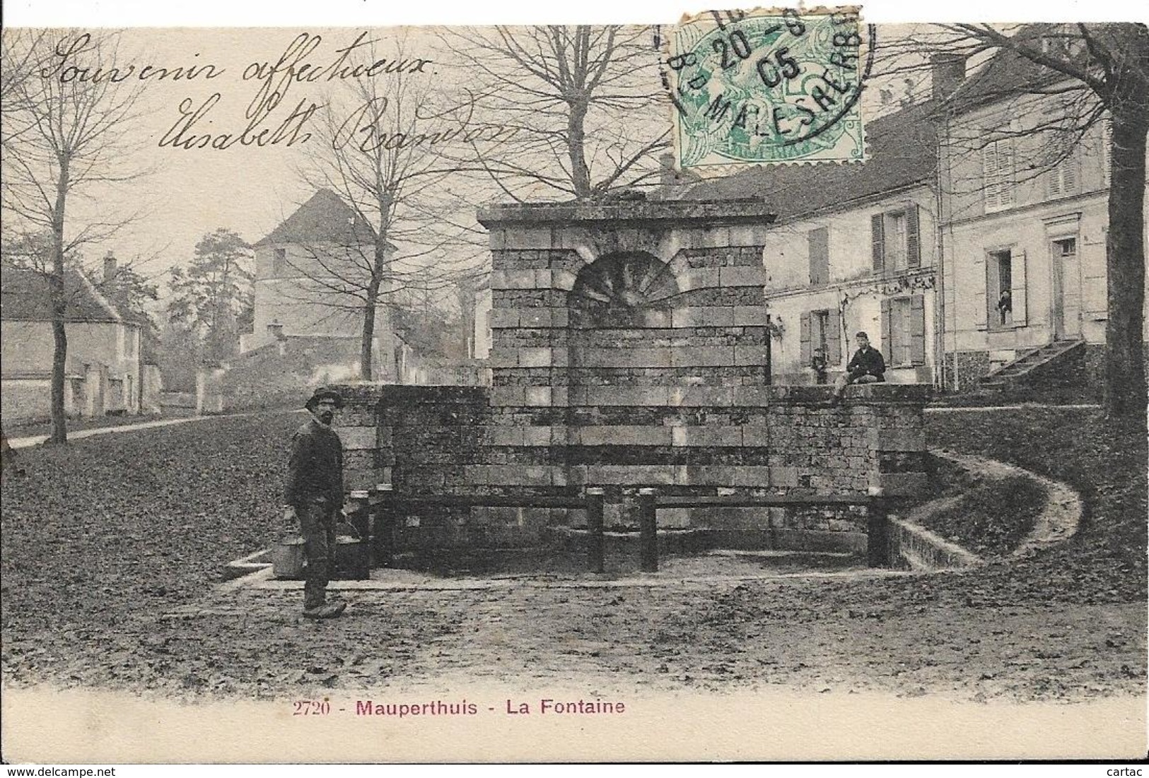 D77 - MAUPERTHUIS - LA FONTAINE - Enfant Sur Le Mur - Homme Avec Un Seau Devant La Fontaine - Autres & Non Classés