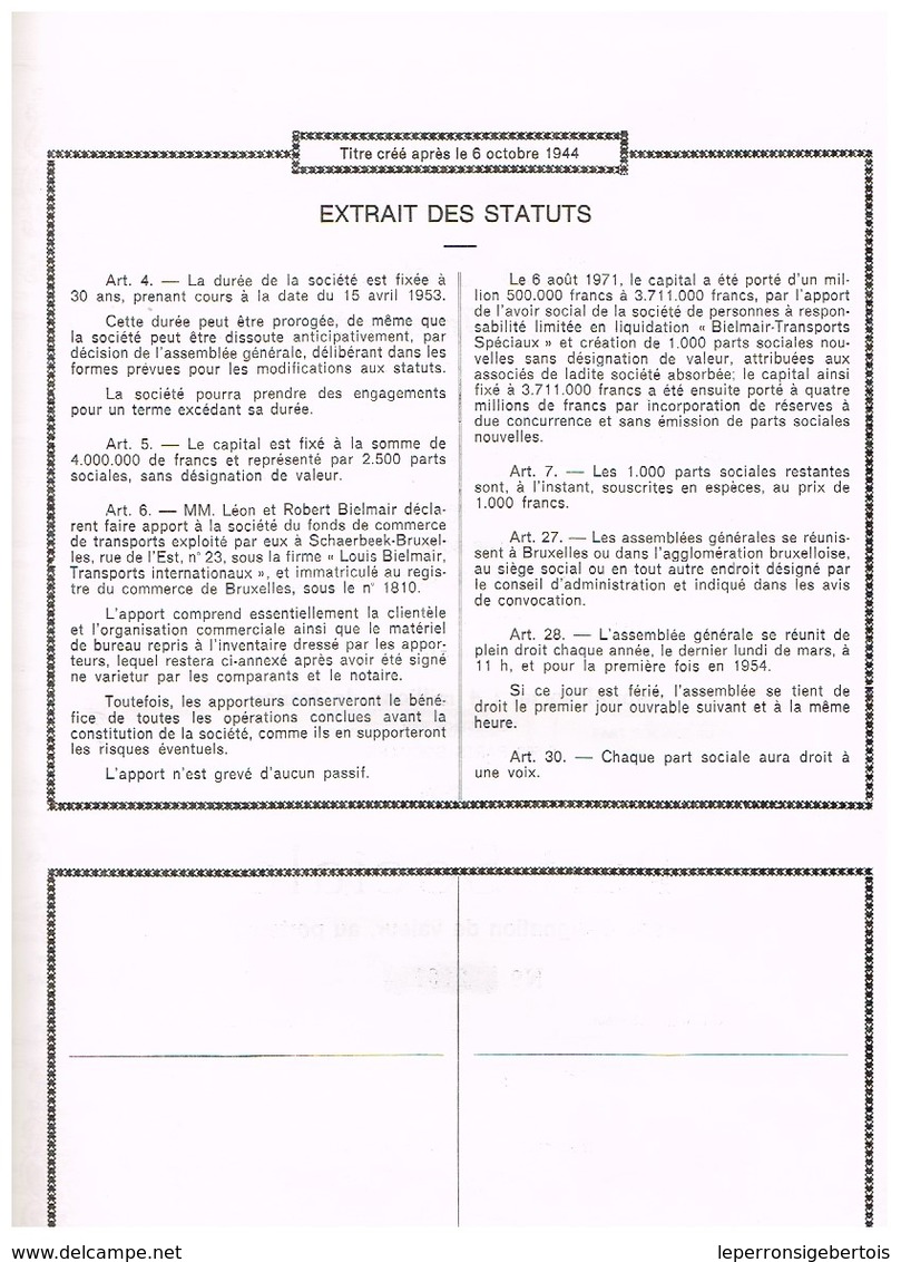 Ancienne Action - Louis Bielmair Transports Internationaux - Titre De 1971 - Transportmiddelen