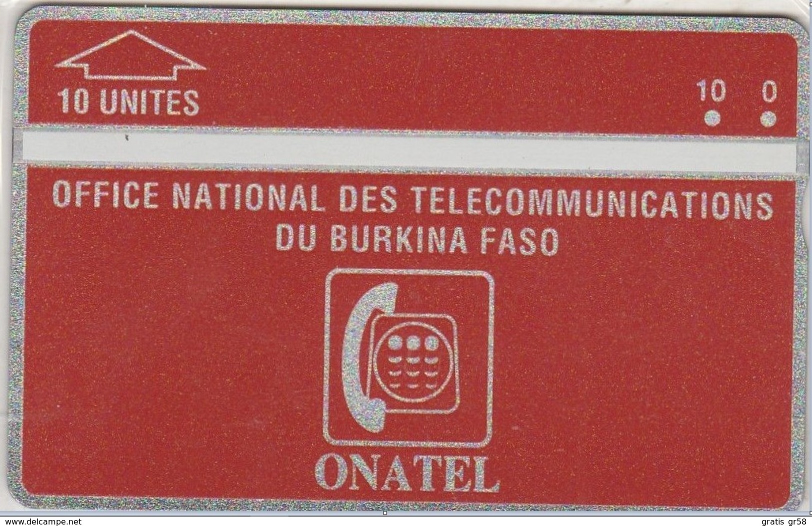 Burkina Faso - BKF-01, ONATEL, Red 10, L&G, 10U, 105H, 4.000ex, 5/91, Mint / Unused - Burkina Faso