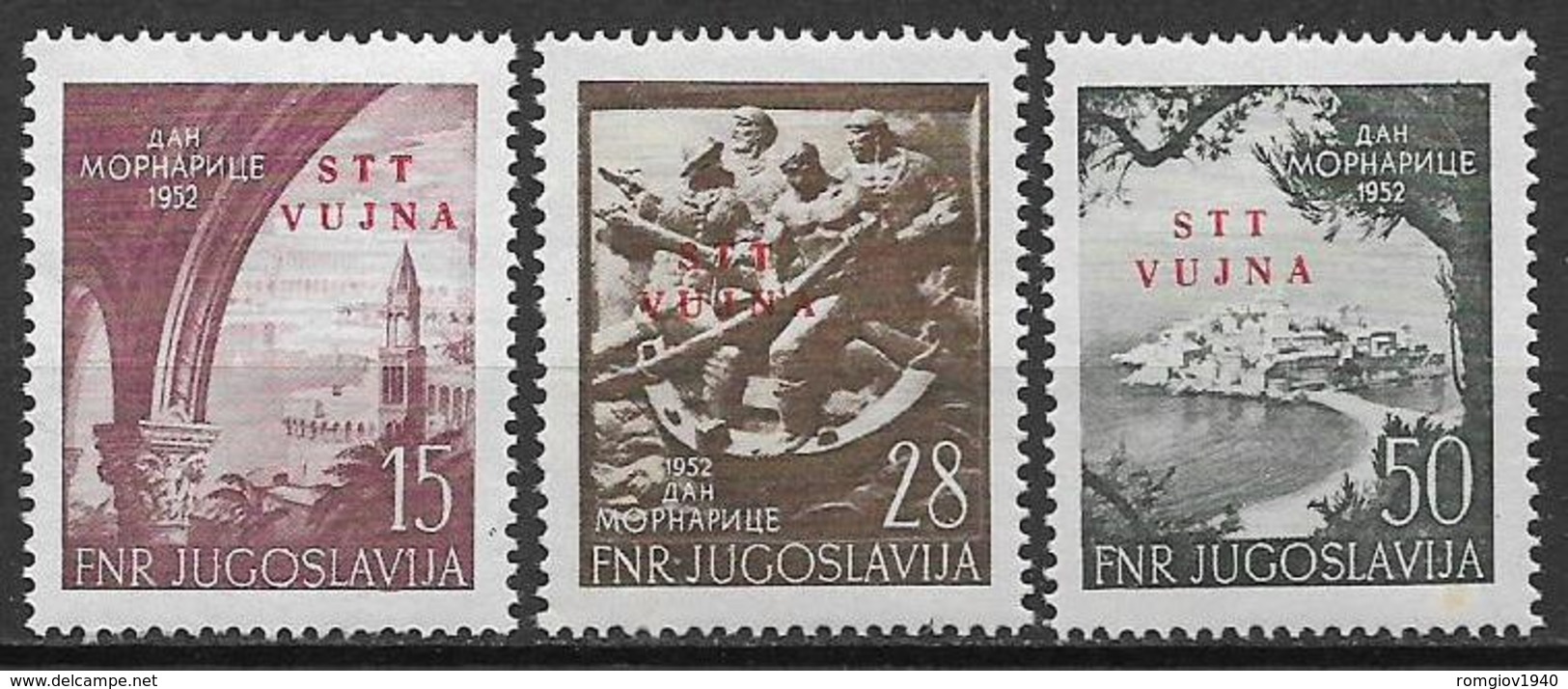 TRIESTE ZONA B 1952 GIORNATA DELLA MARINA SASS. 62-64 MNH XF - Nuovi