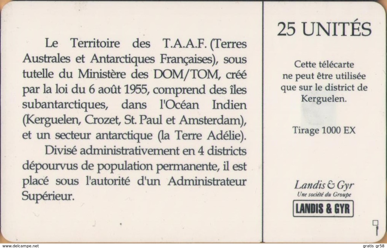 TAAF - TF-STA-0001, Sea Elephants, Penguins, Sea (Marine) Mammals, Seals, 1000ex, 9/94, Mint / Unused - TAAF - French Southern And Antarctic Lands