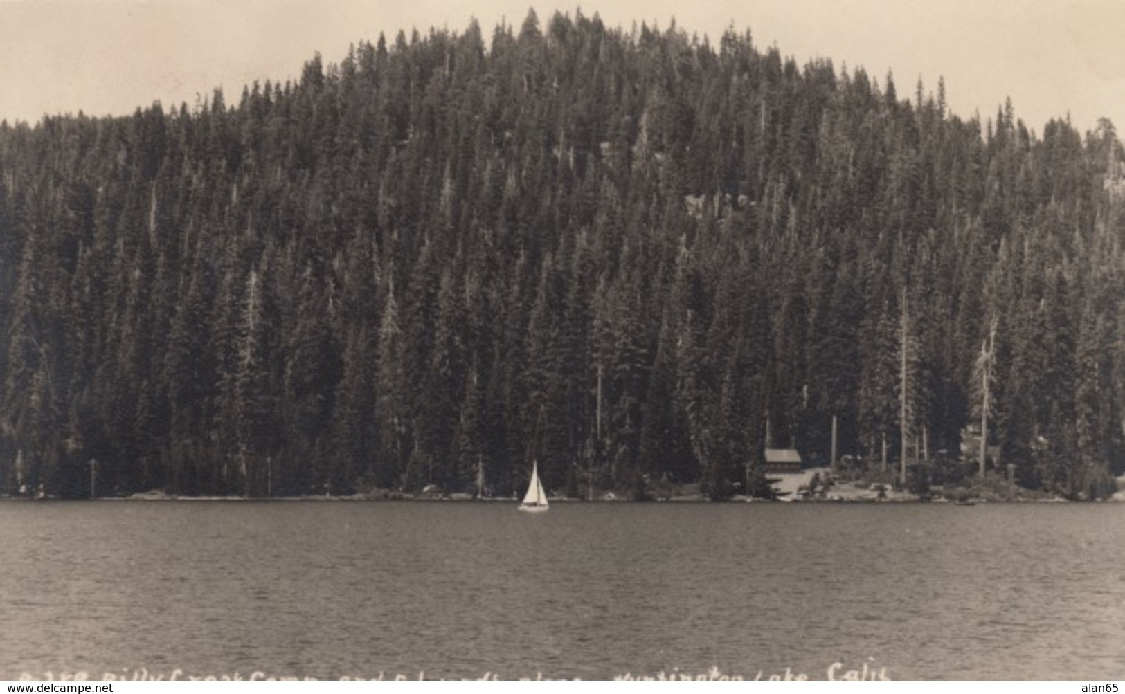 Huntington Lake California, Billy Creek Camp An Dedward's Place, Sail Boat, C1940s/50s Vintage Real Photo Postcard - Other & Unclassified