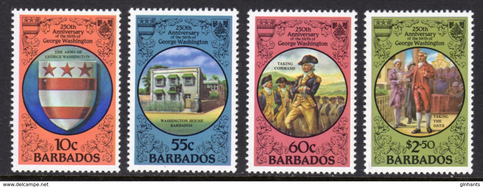 BARBADOS - 1982 GEORGE WASHINGTON ANNIVERSARY SET (4V) FINE MNH ** SG 714-717 - Barbados (1966-...)