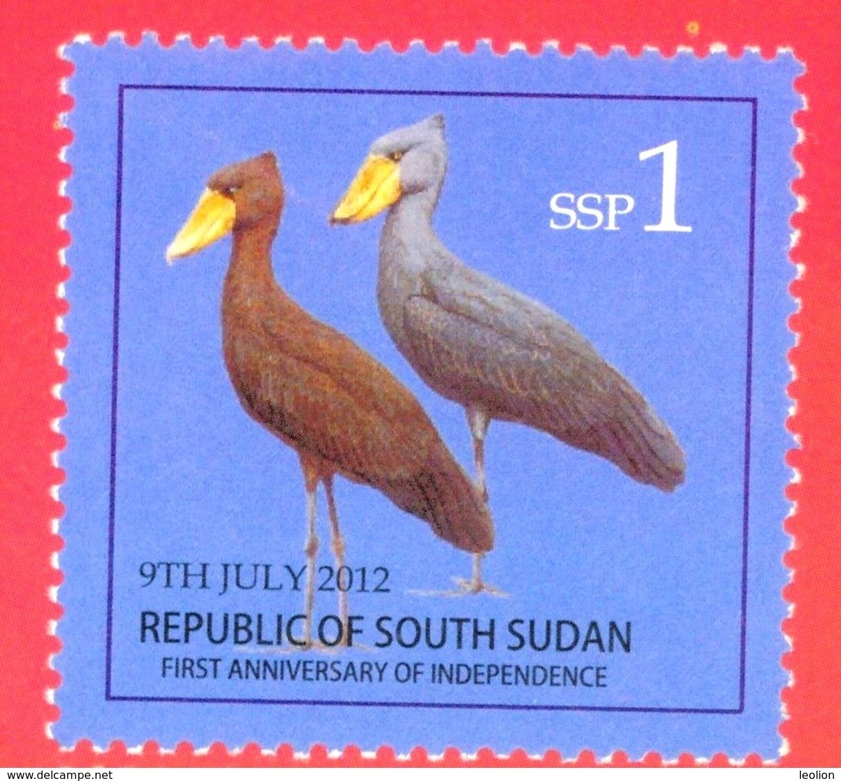 SOUTH SUDAN MNH 1 SSP Birds Shoe-billed Stork Stamp, 2nd Set 2012 Südsudan Soudan Du Sud - South Sudan