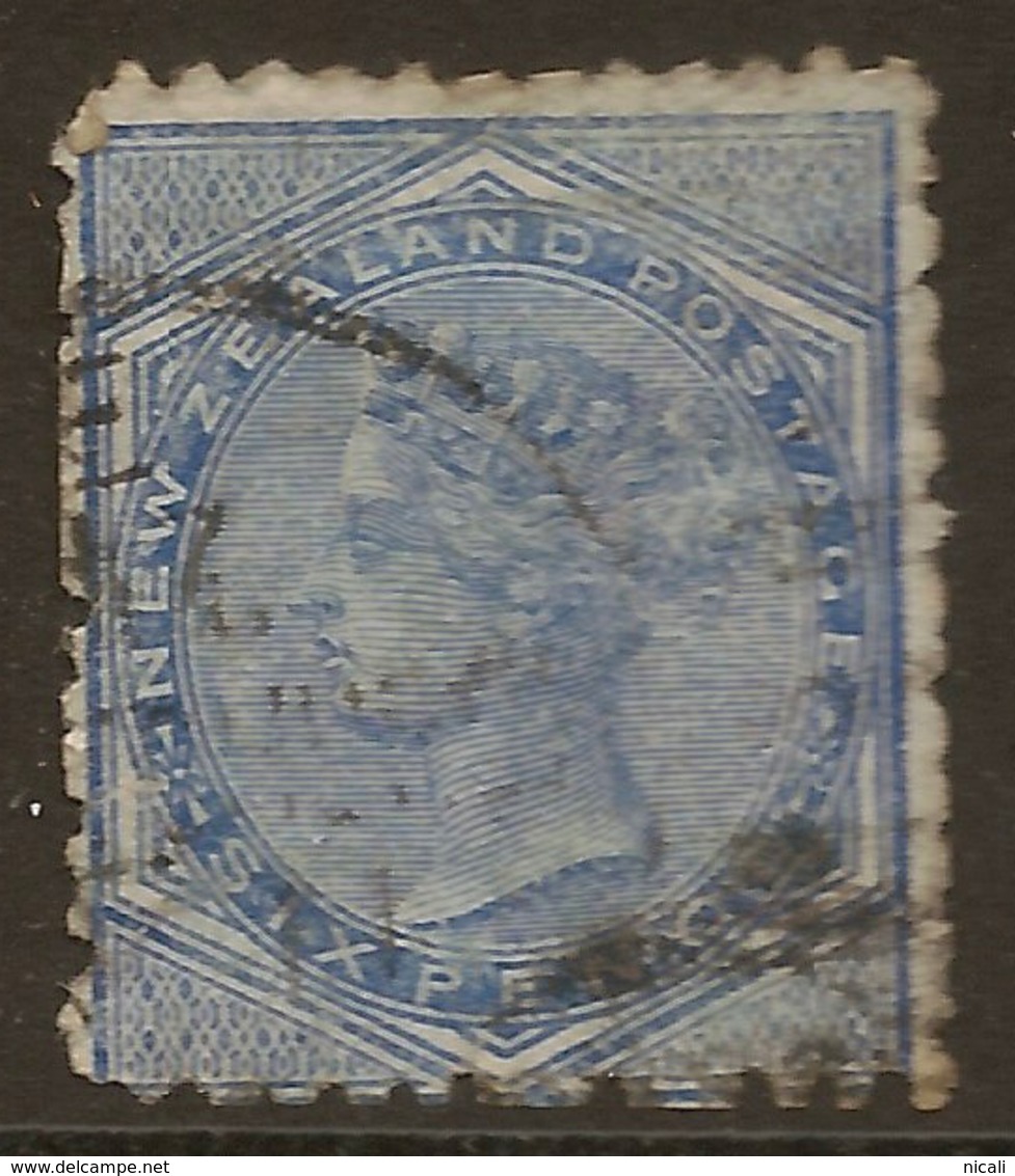 NZ 1874 6d Blue FSF SG 156 U* #AUA16 - Used Stamps