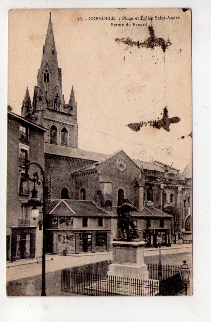 CPA-RYS1824 1-GRENOBLE PLACE ET EGLISE SAINT ANDRE STATUE DE BAYARD - Grenoble