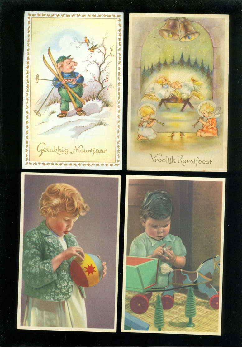 Beau lot de 60 cartes postales de fantaisie   Mooi lot 60 postkaarten van fantasie -  60 scans