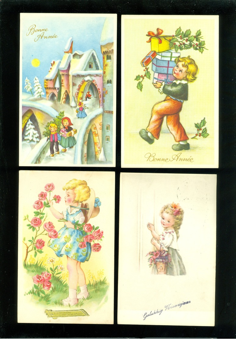 Beau lot de 60 cartes postales de fantaisie   Mooi lot 60 postkaarten van fantasie -  60 scans