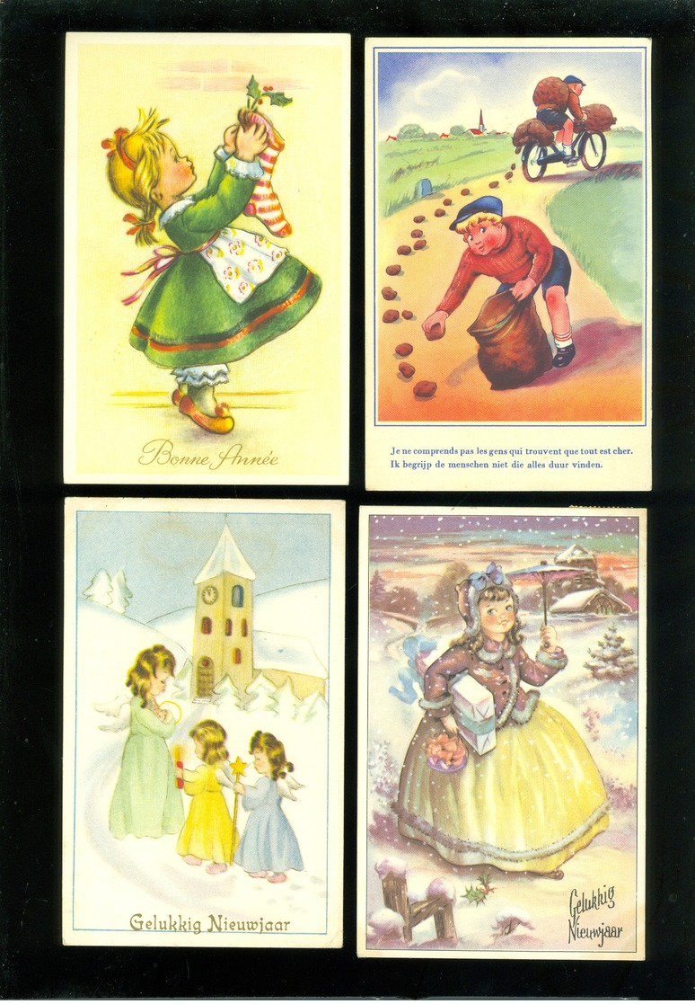 Beau lot de 60 cartes postales de fantaisie   Mooi lot 60 postkaarten van fantasie -  60 scans