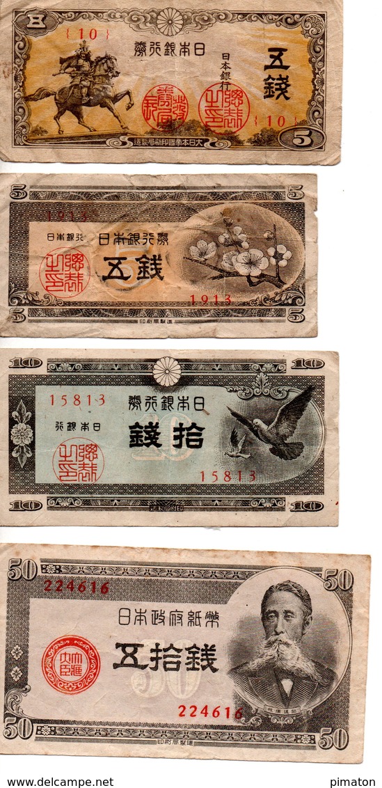 JAPON - Lot De 4 Billets - Japon