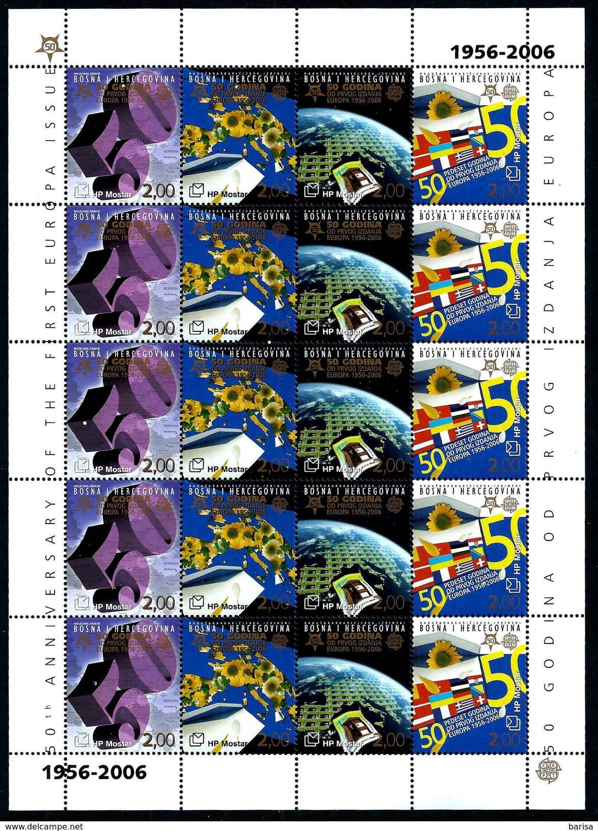 Bosnia And Herzegovina (Mostar) 2006: 50th Anniversary Of The First EUROPA Stamps;  Mini Sheet ** MNH - 2006