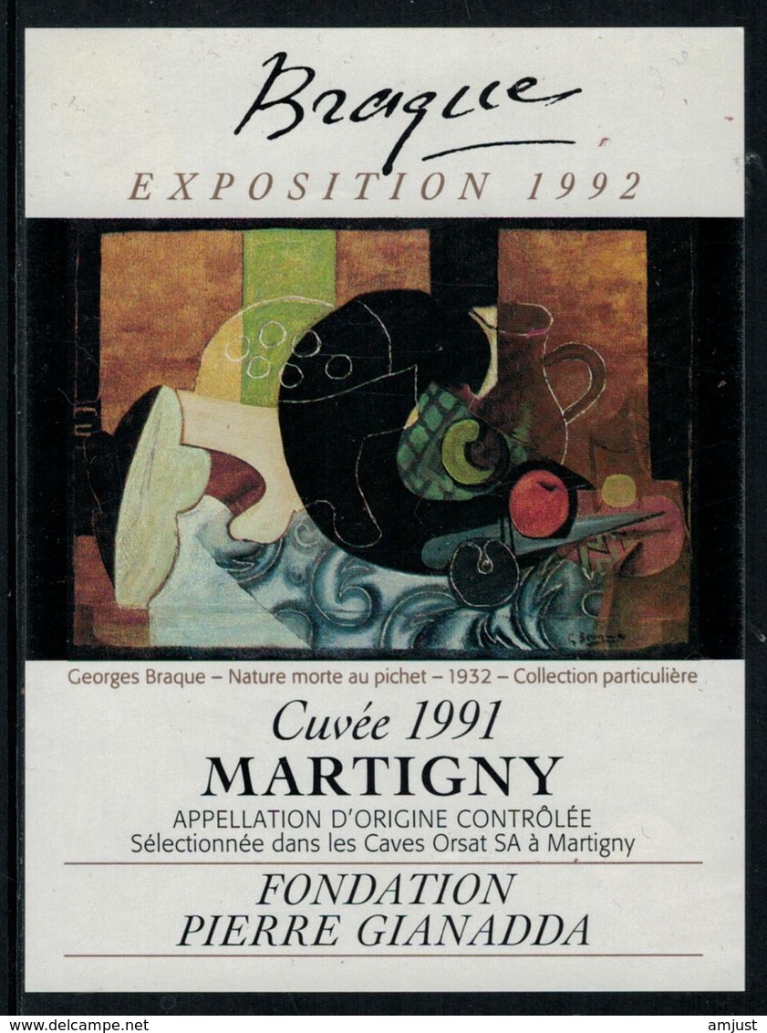 Rare // Etiquette De Vin // Art- Peinture-Tableau // Martigny 1991, Braque Fondation Gianada - Arte