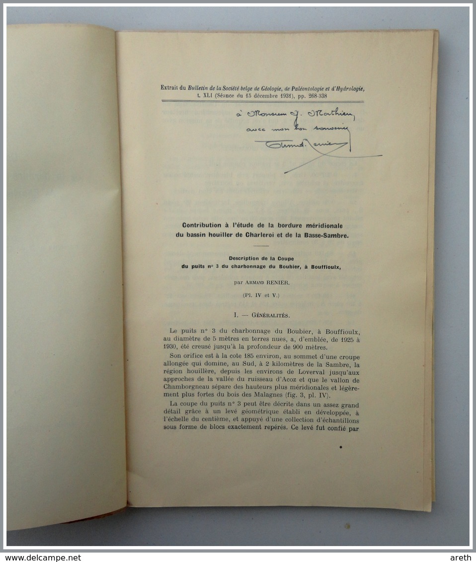 A Renier - Contribution A L'étude De La Bordure Meridionale Du Bassin Houillier De Charleroi Et De La Basse-Sambre - Autres & Non Classés