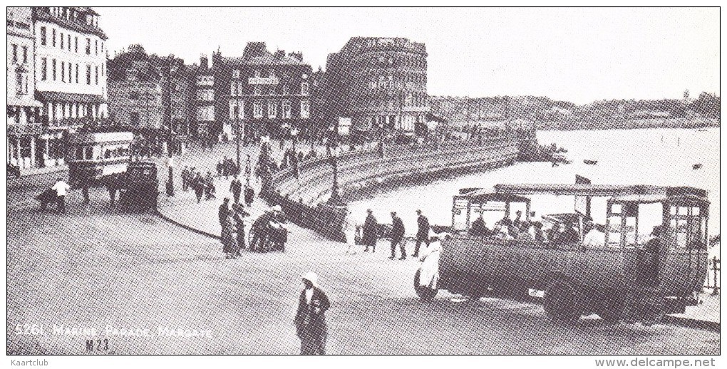 Margate: CHARABANC 'Silver Queen', TRAM/STREETCAR - Marine Parade  - England (MODERN REPRINT) - Voitures De Tourisme