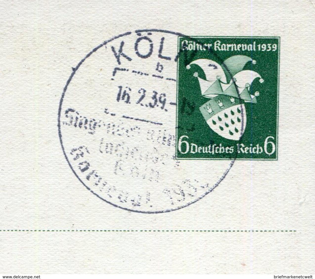 Deutsches Reich / 1938 / Postkarte Mi. 276 SSt. Koeln "Karneval" (1/278) - Sonstige & Ohne Zuordnung