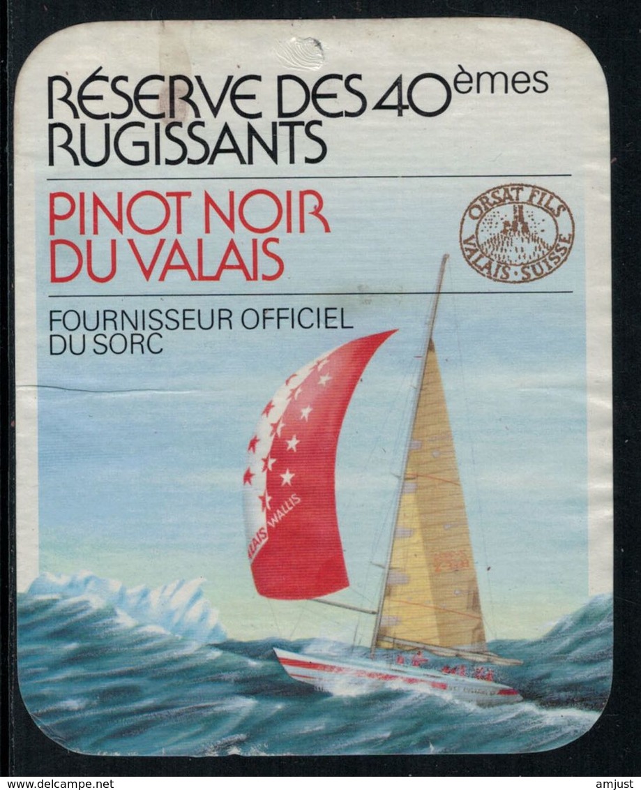 Rare // Etiquette De Vin // Bateau à Voiles // Pinot Noir, Réserve Des 40èmes Rugissants - Segelboote & -schiffe