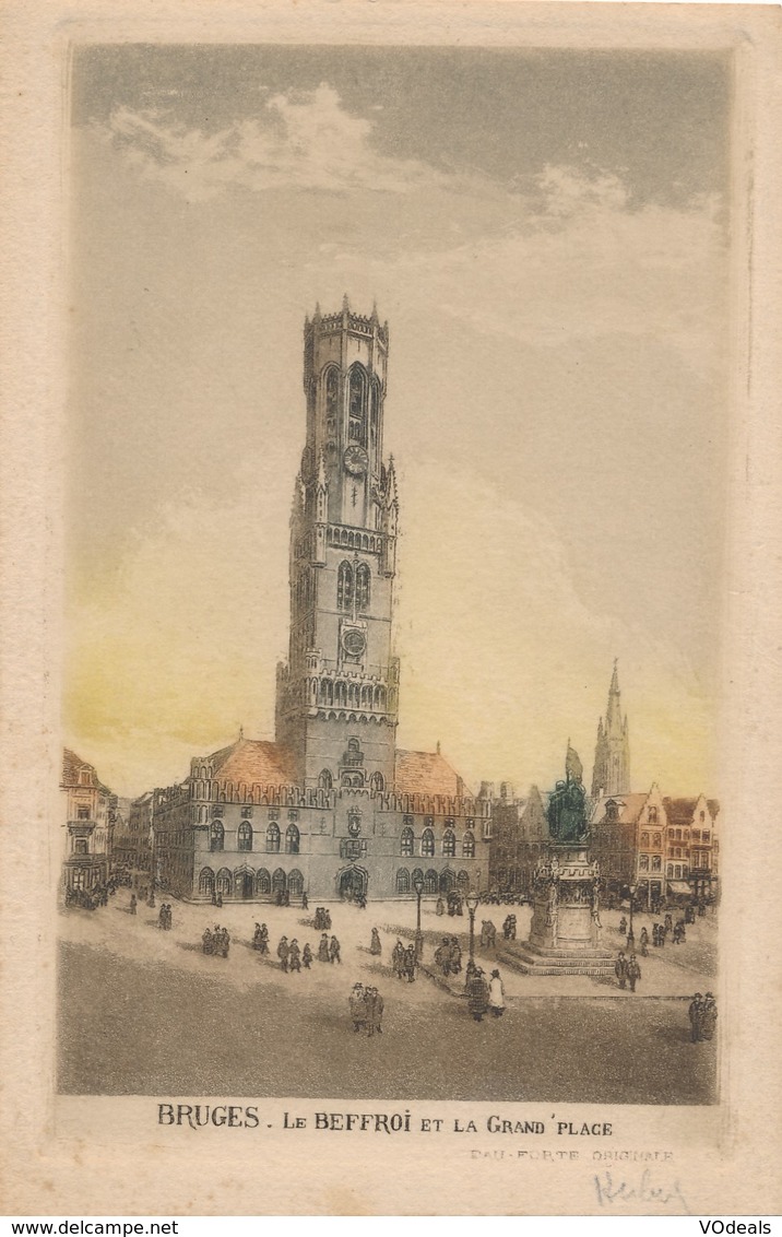 CPA - Belgique - Brugge - Bruges - Le Beffroi Et La Grand'Place - Brugge