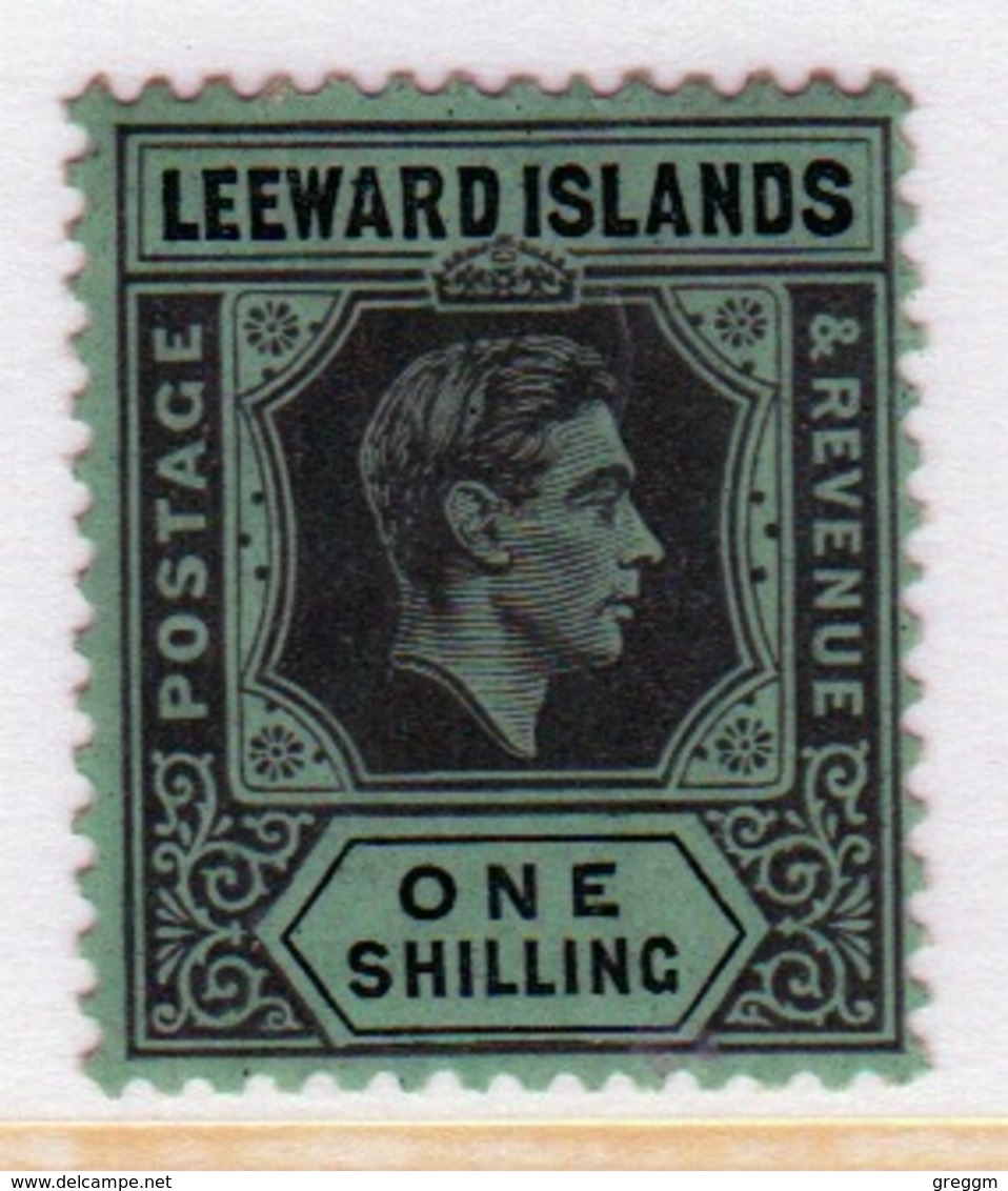 Leeward Islands 1938 George VI  1/- Black And Emerald Single Definitive Stamp. - Leeward  Islands