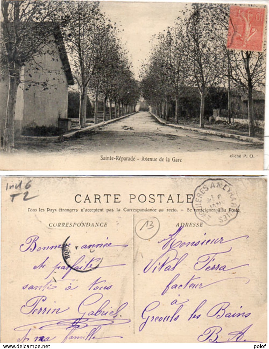 SAINTE REPARADE - Avenue De La Gare - Rare Cachet Ambulant "Eyguières A Meyrargues (Ind. 6) (110496) - Autres & Non Classés