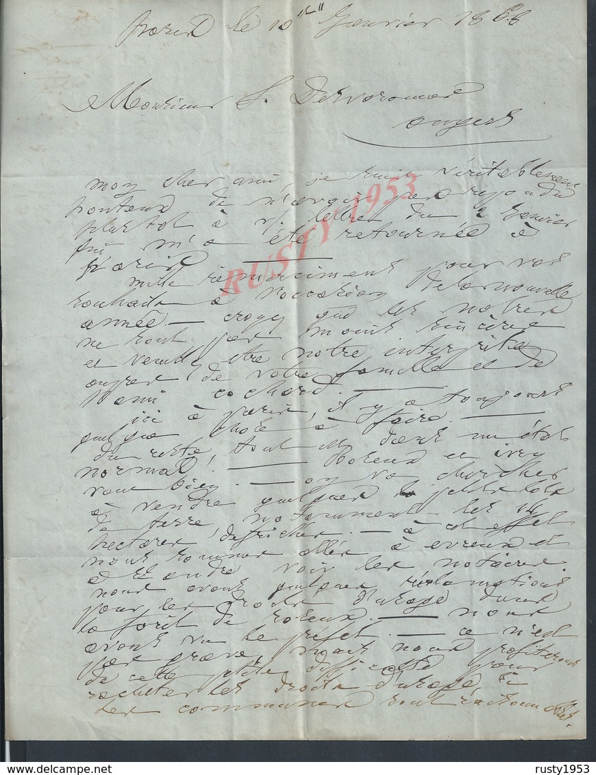 LETTRE COMMERCIALE DE 1866 ECRITE DE LORIENT A DESVARANNES FOURNISSEUR DE BOIS LA MARINE ANGERS : - Manuscrits