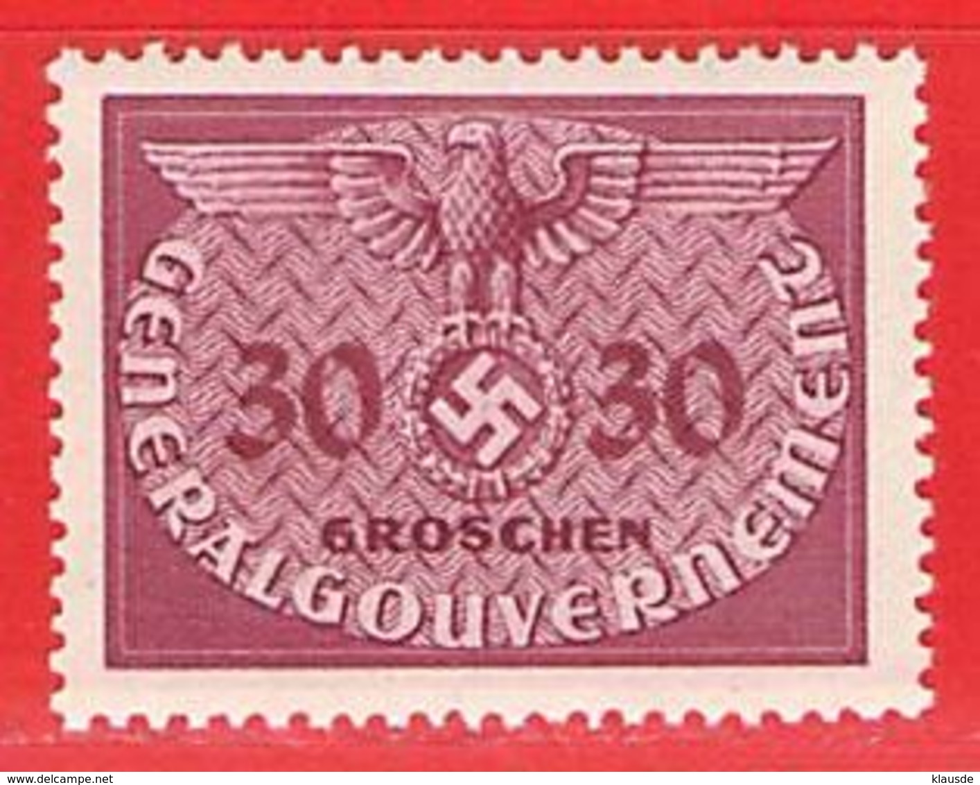 MiNr.7 Xx  Deutschland Besetzungsausgaben II. Weltkrieg Generalgouvernement Dienstmarken - Generalregierung
