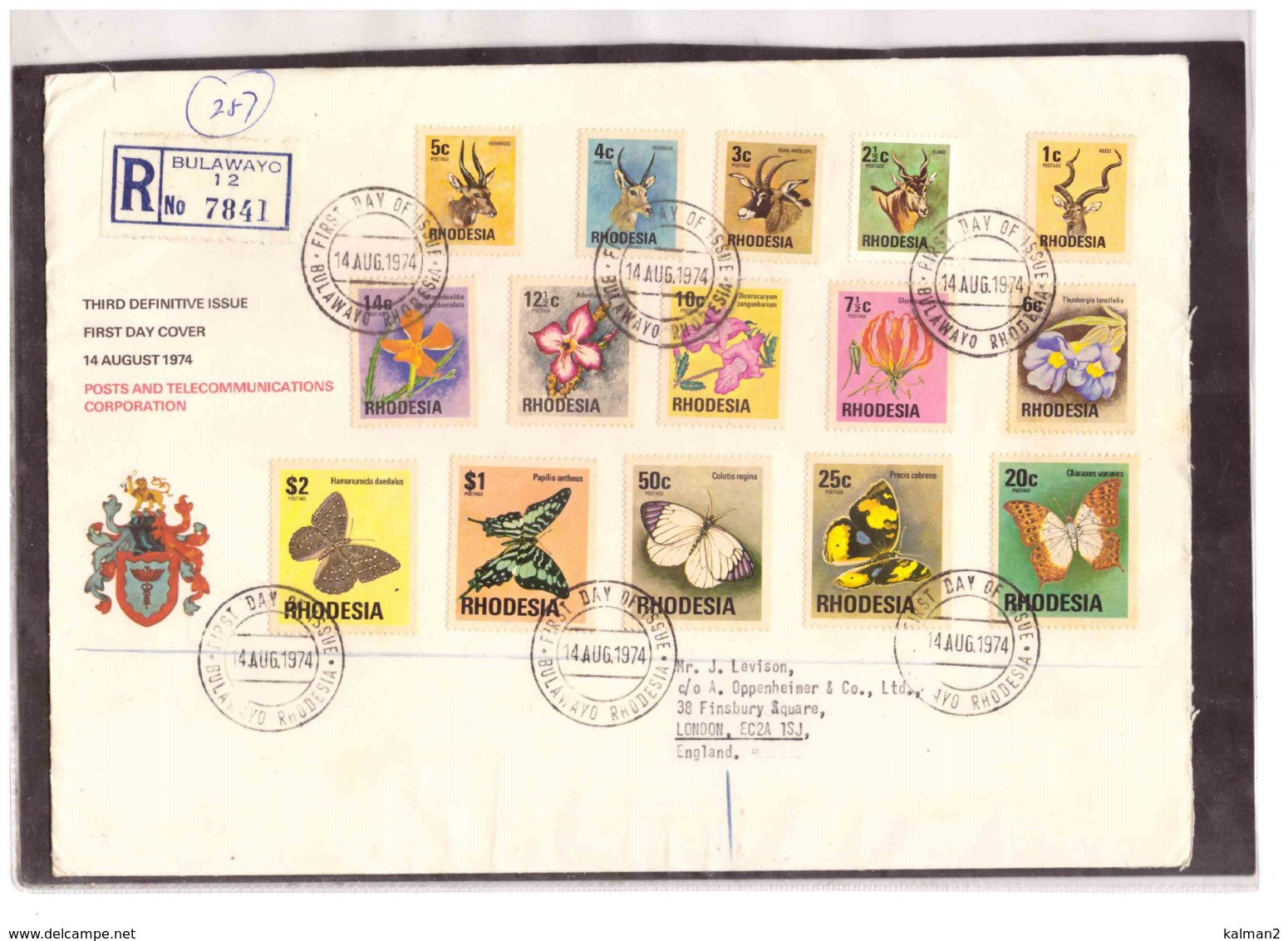 215   -    RHODESIA    /    FDC  Y&T. Nr.   234/248 - Rhodesia (1964-1980)