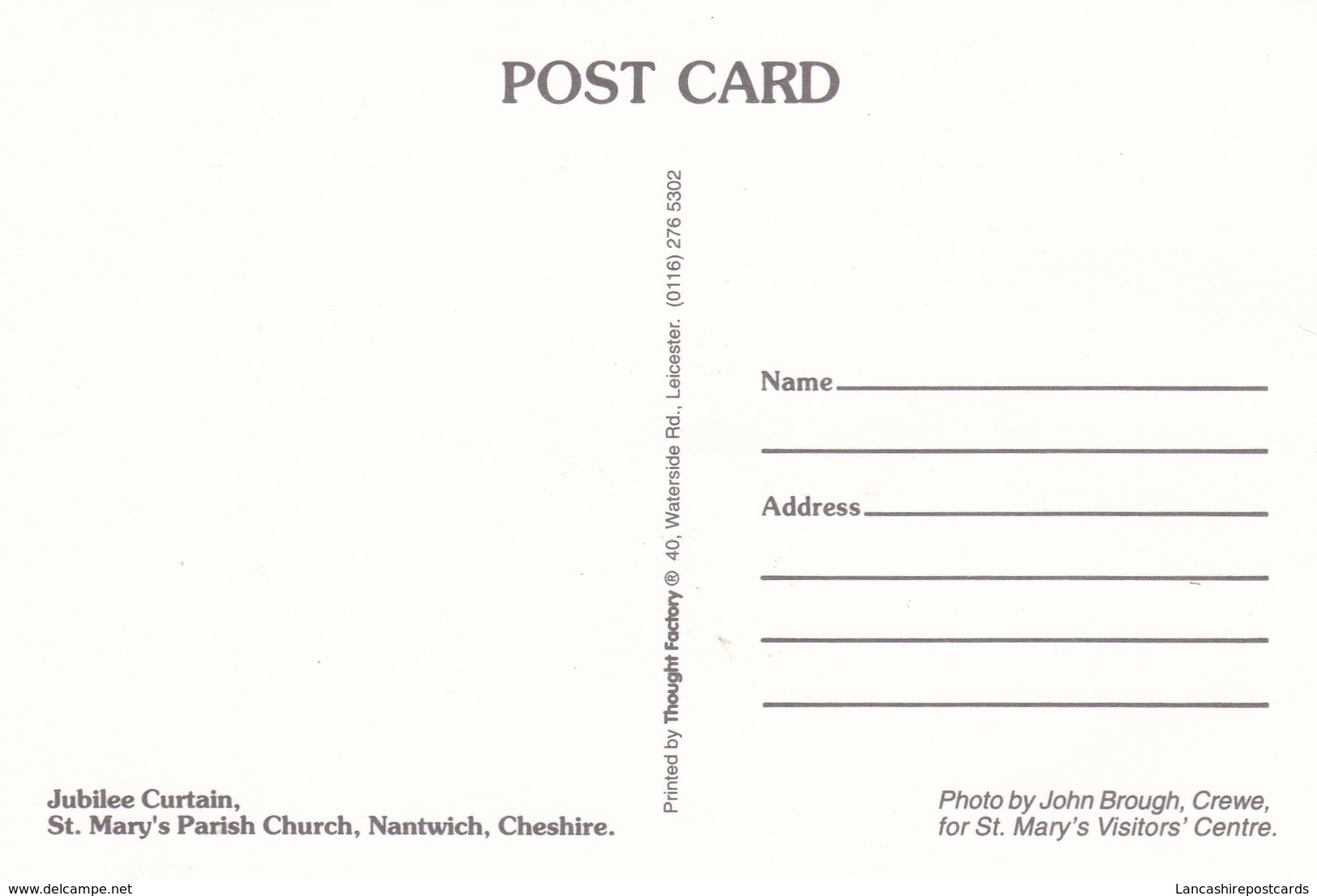 Postcard Jubilee Curtain St Mary's Parish Church Nantwich Cheshire My Ref  B23234 - Autres & Non Classés