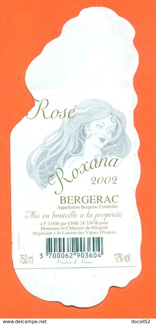 étiquette + Etiq De Dos Vin De Cahors Cuvée Roxana 2002 à Saint Laurent Des Vignes - 75 Cl - Bergerac