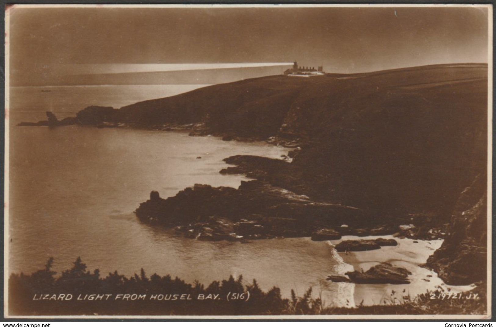 Lizard Light From Housel Bay, Cornwall, 1936 - Valentine's RP Postcard - Other & Unclassified