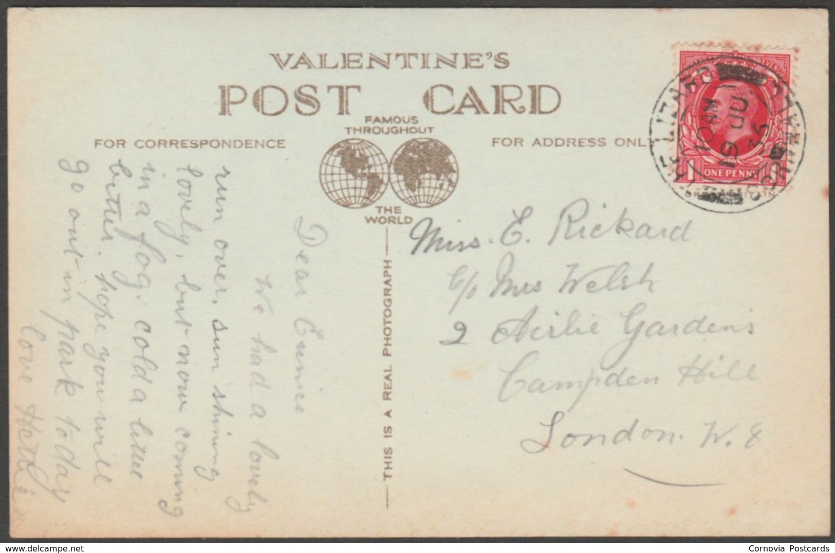 Lizard Light From Housel Bay, Cornwall, 1936 - Valentine's RP Postcard - Other & Unclassified