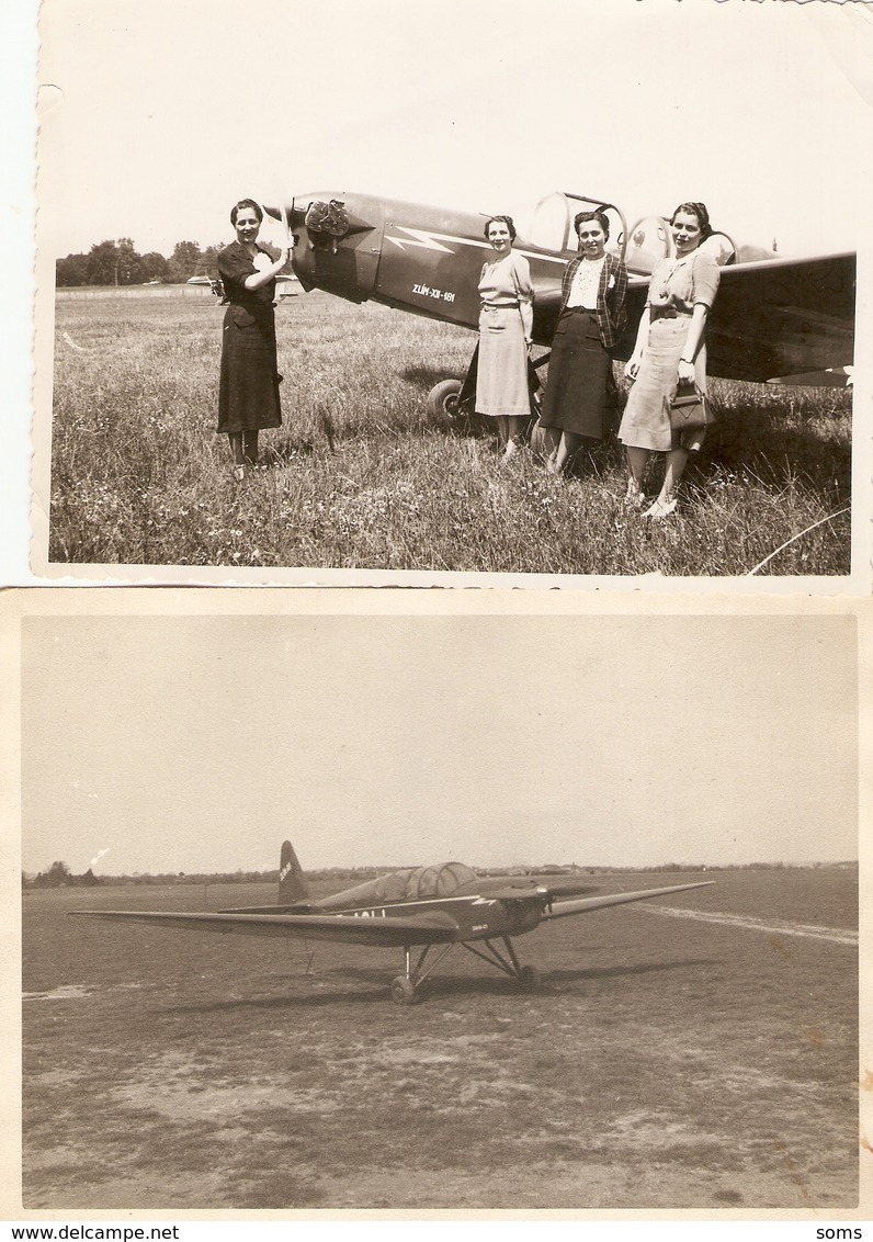 Lot De 4 Photographies Du Zlin Z-XII F-AQIJ, Baptême De L'air Lors Du Pèlerinage De L'aviation à Lourdes (65), 1938 - Aviation