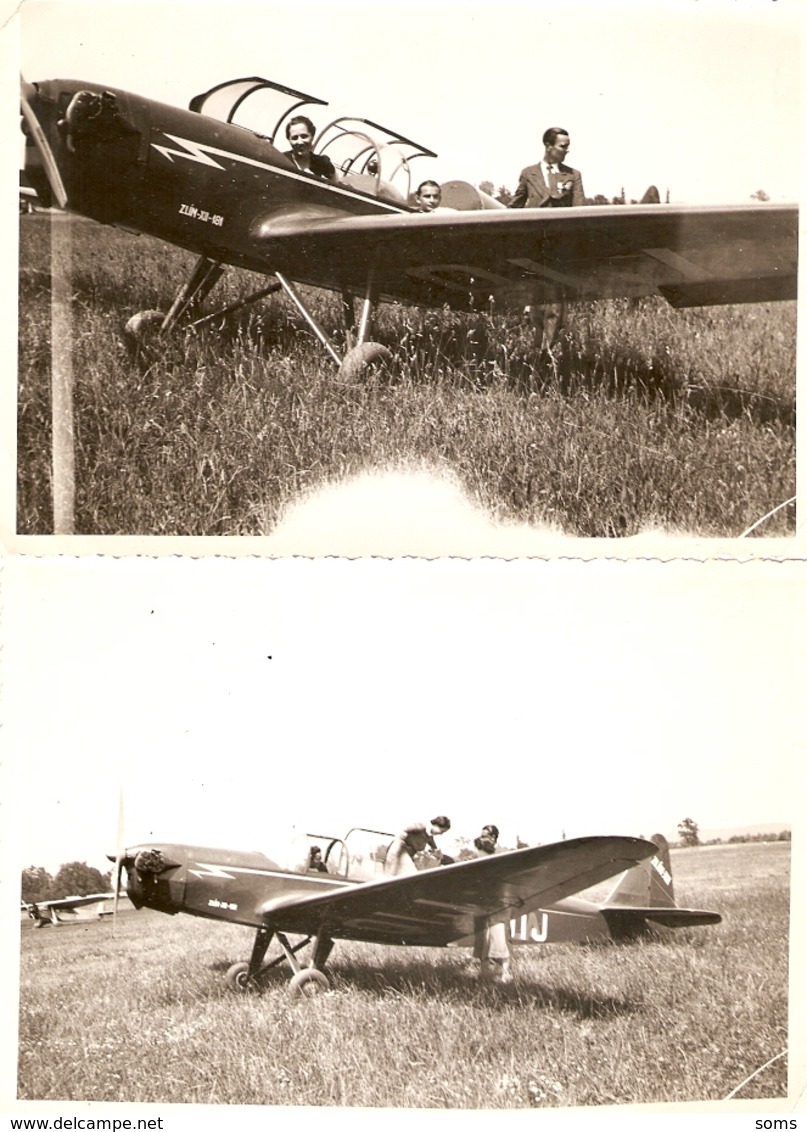 Lot De 4 Photographies Du Zlin Z-XII F-AQIJ, Baptême De L'air Lors Du Pèlerinage De L'aviation à Lourdes (65), 1938 - Aviation