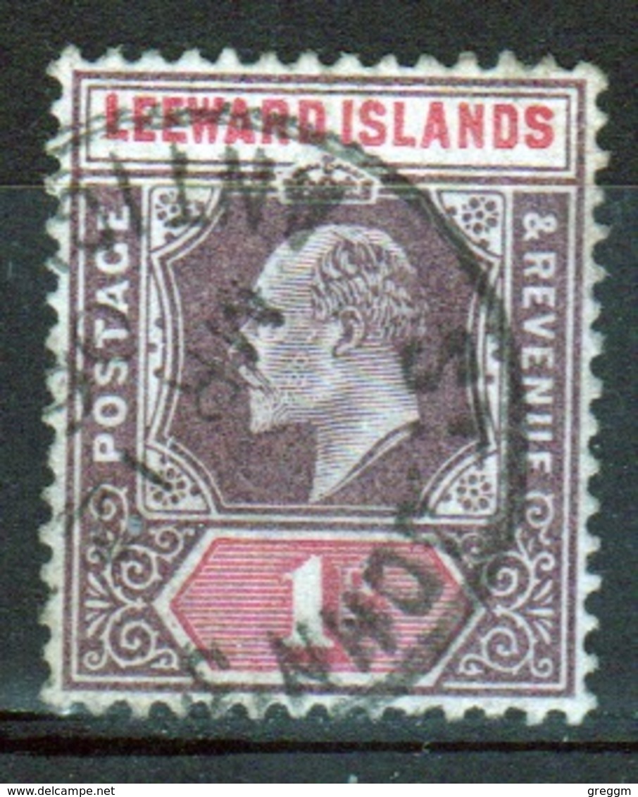 Leeward Islands 1902 Edward VII  1d Dull Purple And Carmine Single Definitive Stamp. - Leeward  Islands