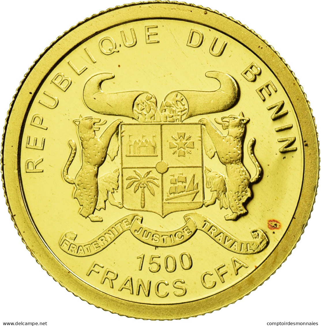 Benin, 1500 Francs CFA, Charles De Gaulle, 2010, FDC, Or - Benín