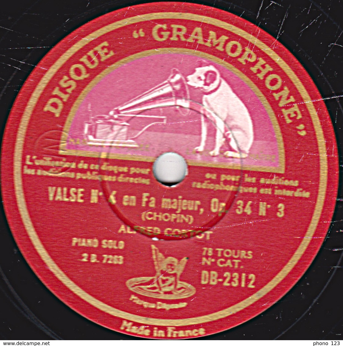 78 Trs 30 Cm état TB (CHOPIN) VALSE N°2 En La Mineur Op. 34 N°2  VALSE N°4 En Fa Majeur Op. 34 N°3- Alfred CORTOT PIANO - 78 T - Disques Pour Gramophone