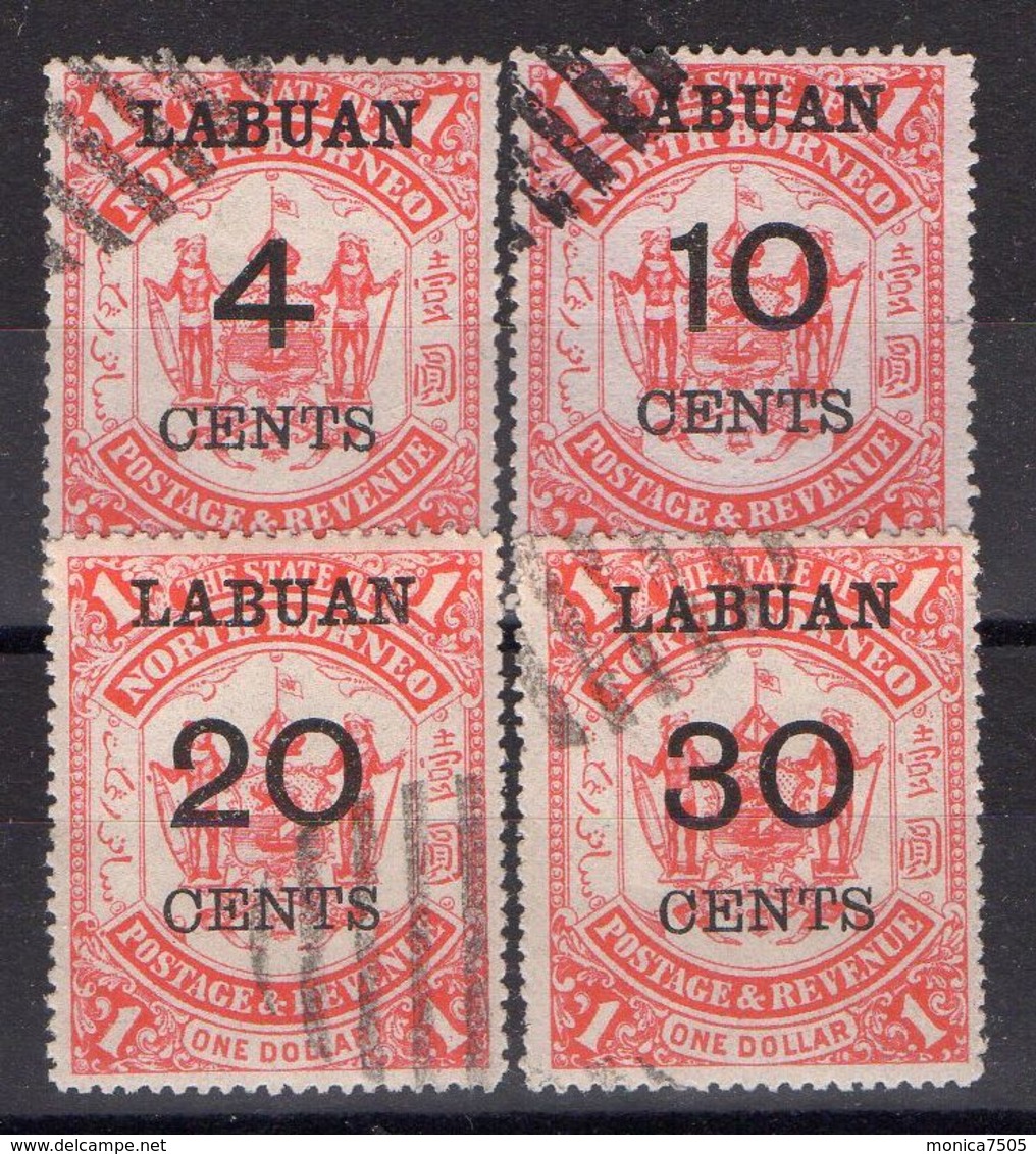 LABUAN ( POSTE ) : Y&T N°  57/60  TIMBRES  BIEN  OBLITERES . - Borneo Septentrional (...-1963)