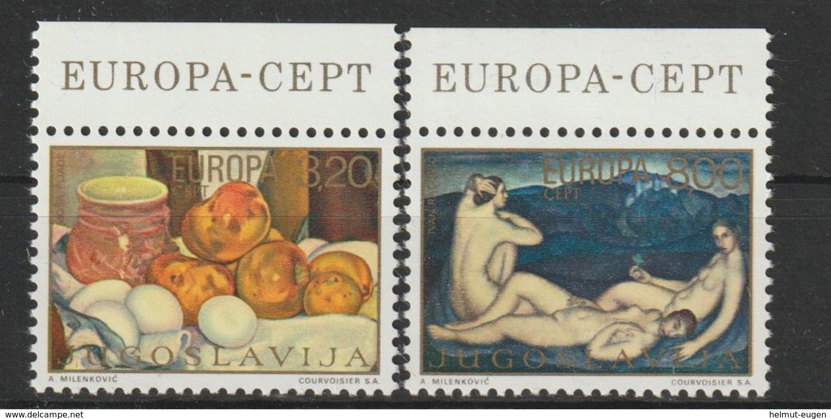 MiNr. 1557 - 1558  Jugoslawien  / 1975, 28. April. Europa: Gemälde. - Ungebraucht